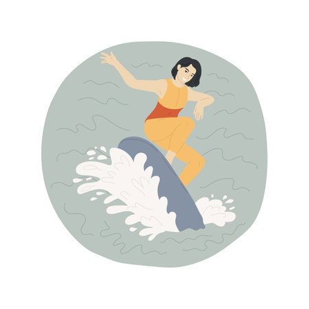 Skimboarding isolated cartoon vector illustration.のイラスト素材