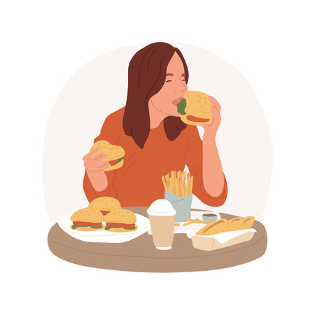 Binge eating isolated cartoon vector illustration.のイラスト素材