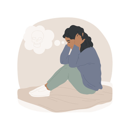 Suicidal thoughts isolated cartoon vector illustration.のイラスト素材