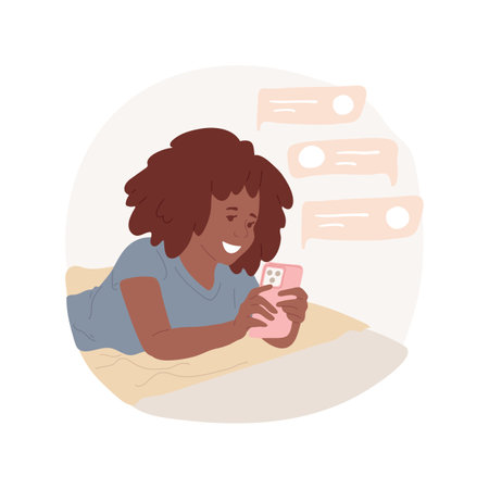 Chatting at home isolated cartoon vector illustration.のイラスト素材