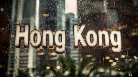 Beige Glass Hong Kong City symbol art poster.の素材