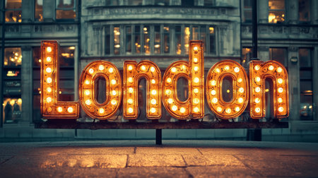 Beige LED London City symbol art poster.の素材