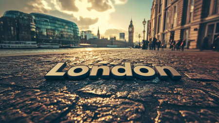 Beige London City symbol art poster.の素材