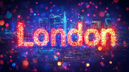 Colorful LED London City symbol art poster.の素材