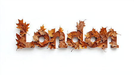 London City symbol art poster Oak Leaf Letters.の素材