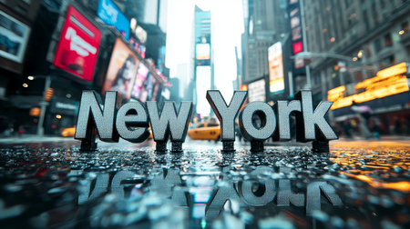 Grey Glossy Surface New York City symbol art poster.の素材