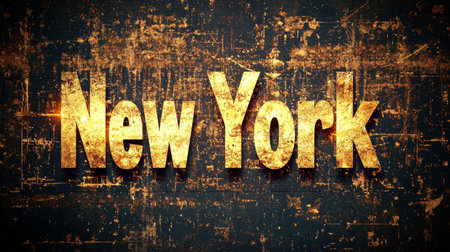 Golden New York City symbol art poster.の素材