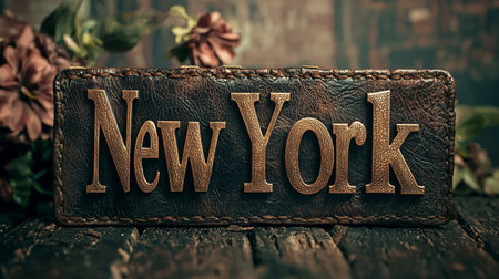 Leather New York City symbol art poster.の素材