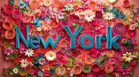 Quilling Paper Art New York City symbol art poster.の素材