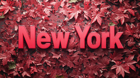 Red Glossy Surface New York City symbol art poster.の素材