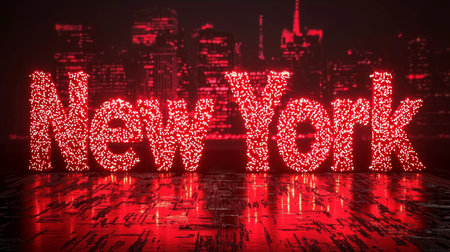 Red LED New York City symbol art poster.の素材