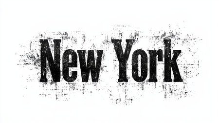 New York City symbol art poster Uncial Calligraphy.の素材