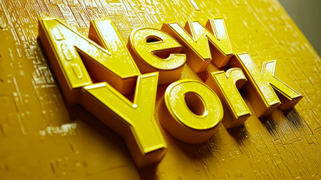 Yellow Glossy Surface New York City symbol art poster.の素材