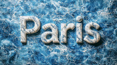 Blue Marble Paris City symbol art poster.の素材