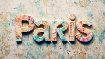 Colorful Marble Paris City symbol art poster.の素材