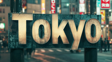 Beige Glossy Surface Tokyo City symbol art poster.の素材