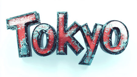 Tokyo City symbol art poster 3D Calligraphy.の素材