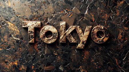 Brown Marble Tokyo City symbol art poster.の素材