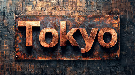 Copper Tokyo City symbol art poster.の素材