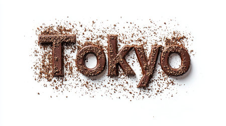 Tokyo City symbol art poster Chocolate Typography.の素材