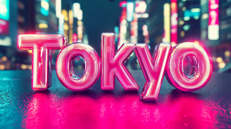 Glossy Surface Tokyo City symbol art poster.の素材