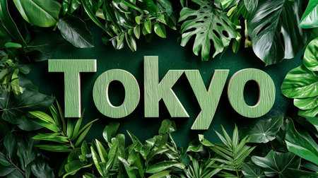 Green Tokyo City symbol art poster.の素材