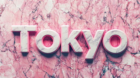 Pink Marble Tokyo City symbol art poster.の素材