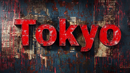 Red Tokyo City symbol art poster.の素材