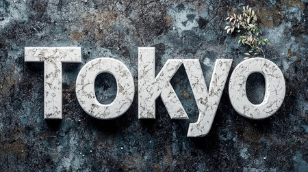 White Marble Tokyo City symbol art poster.の素材