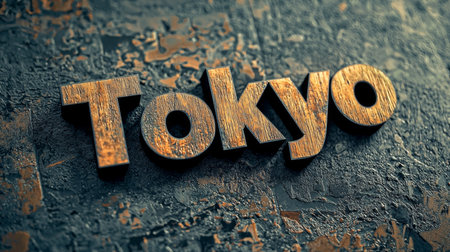 Wooden Ebony Tokyo City symbol art poster.の素材