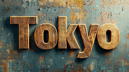 Wooden Mahogany Tokyo City symbol art poster.の素材