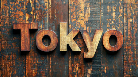 Wooden Mahogany Tokyo City symbol art poster.の素材