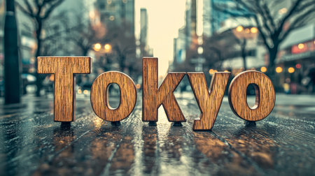 Wooden Oak Tokyo City symbol art poster.の素材