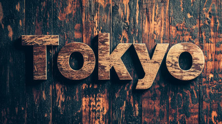 Wooden Oak Tokyo City symbol art poster.の素材