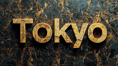 Yellow Marble Tokyo City symbol art poster.の素材