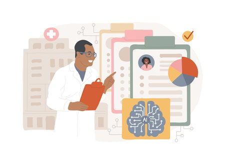 AI-Backed Proactive Health Management abstract concept vector illustration.のイラスト素材