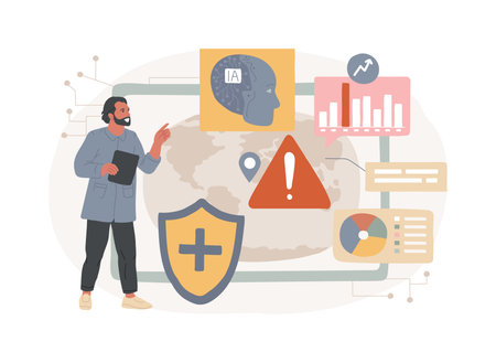 AI-Enhanced Emergency Response abstract concept vector illustration.のイラスト素材