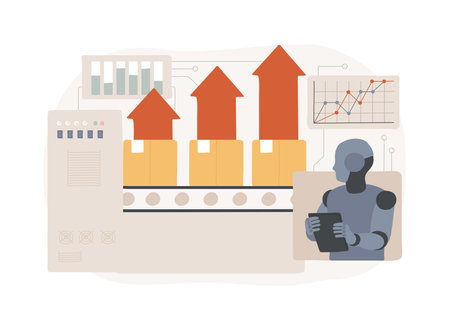 AI-Driven Production Efficiency abstract concept vector illustration.のイラスト素材