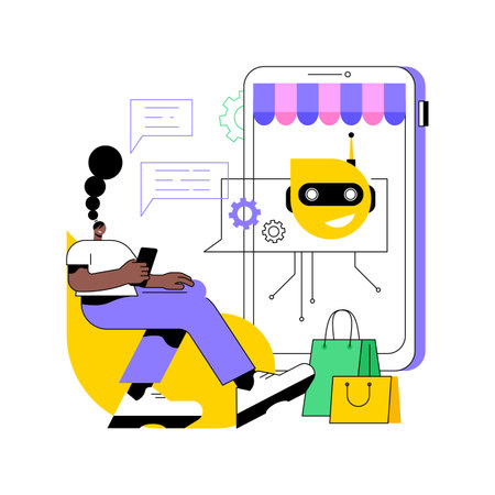 AI-Streamlined Customer Support abstract concept vector illustration.のイラスト素材