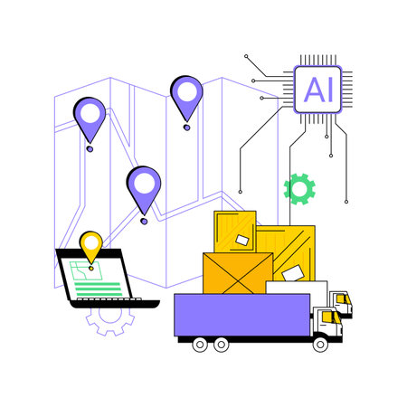 AI-Backed Shipping and Delivery Optimization abstract concept vector illustration.のイラスト素材