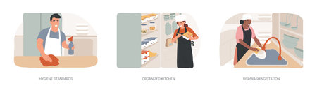 Kitchen organization isolated cartoon vector illustrations seのイラスト素材