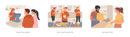 Fast food restaurant isolated cartoon vector illustrations seのイラスト素材