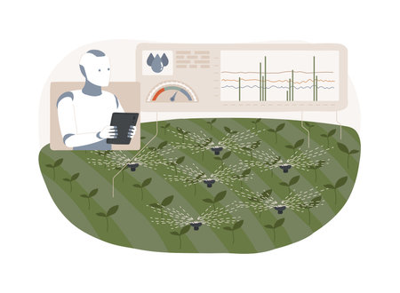 AI-Powered Irrigation Management abstract concept vector illustration.のイラスト素材