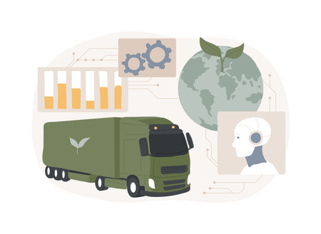 AI-Analyzed Sustainability in Transportation abstract concept vector illustration.のイラスト素材
