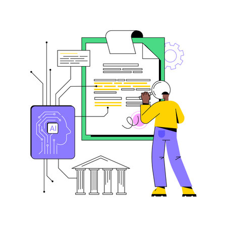 AI-Assisted Contract Analysis abstract concept vector illustration.のイラスト素材