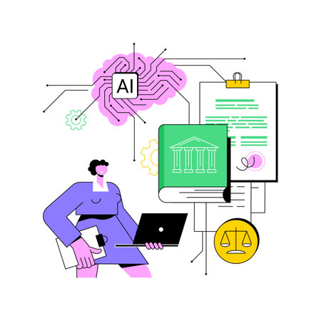 AI-Analyzed Legal Precedent abstract concept vector illustration.のイラスト素材