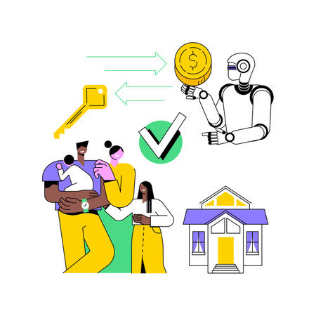 AI-Backed Mortgage Approvals abstract concept vector illustration.のイラスト素材