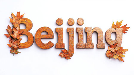 Beijing City symbol art poster in Oak Leaf Letters.の素材