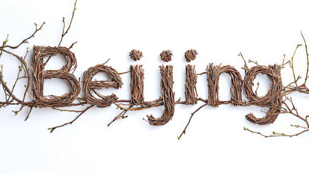 Beijing City symbol art poster in Oak Twig Letters.の素材