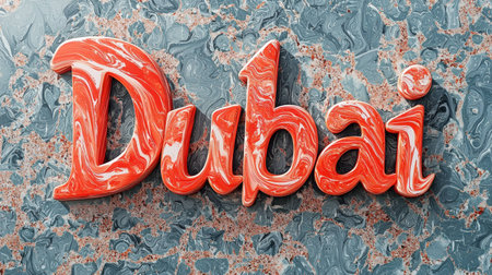 Red Marble Dubai City symbol art poster.の素材